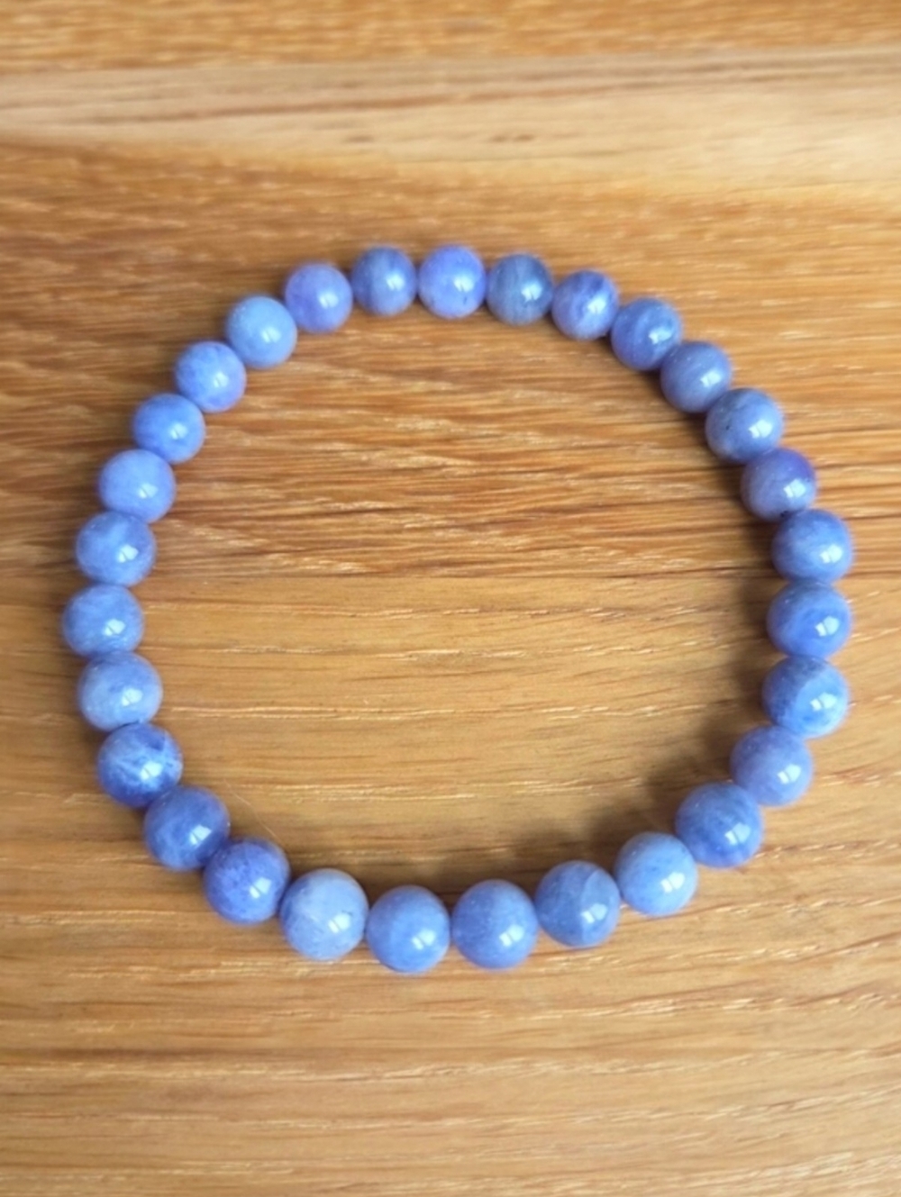 Tanzanite Beads Stretch Bracelet, Handcrafted